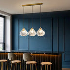 Suspension îlot contemporaine en verre à 3 lumières réglables