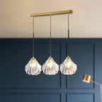 Suspension îlot contemporaine en verre à 3 lumières réglables