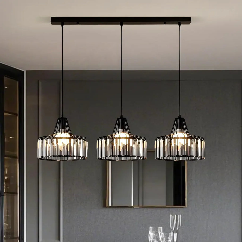 Suspension contemporaine en cristal pour îlot de cuisine