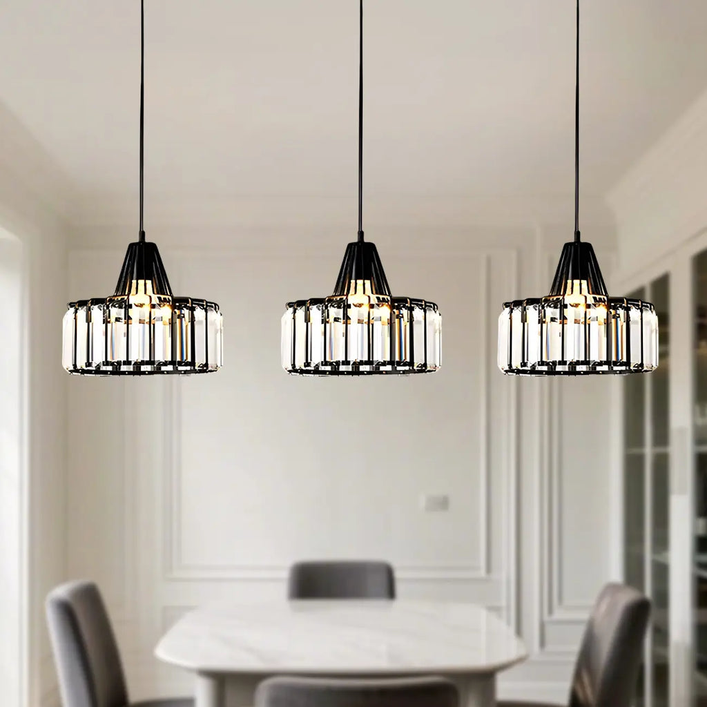 Suspension contemporaine en cristal pour îlot de cuisine