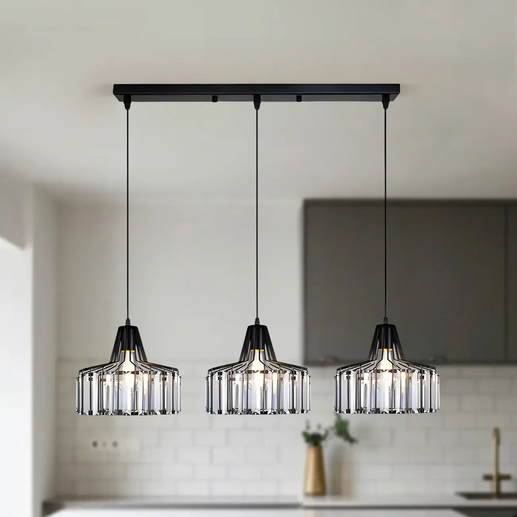 Suspension contemporaine en cristal pour îlot de cuisine
