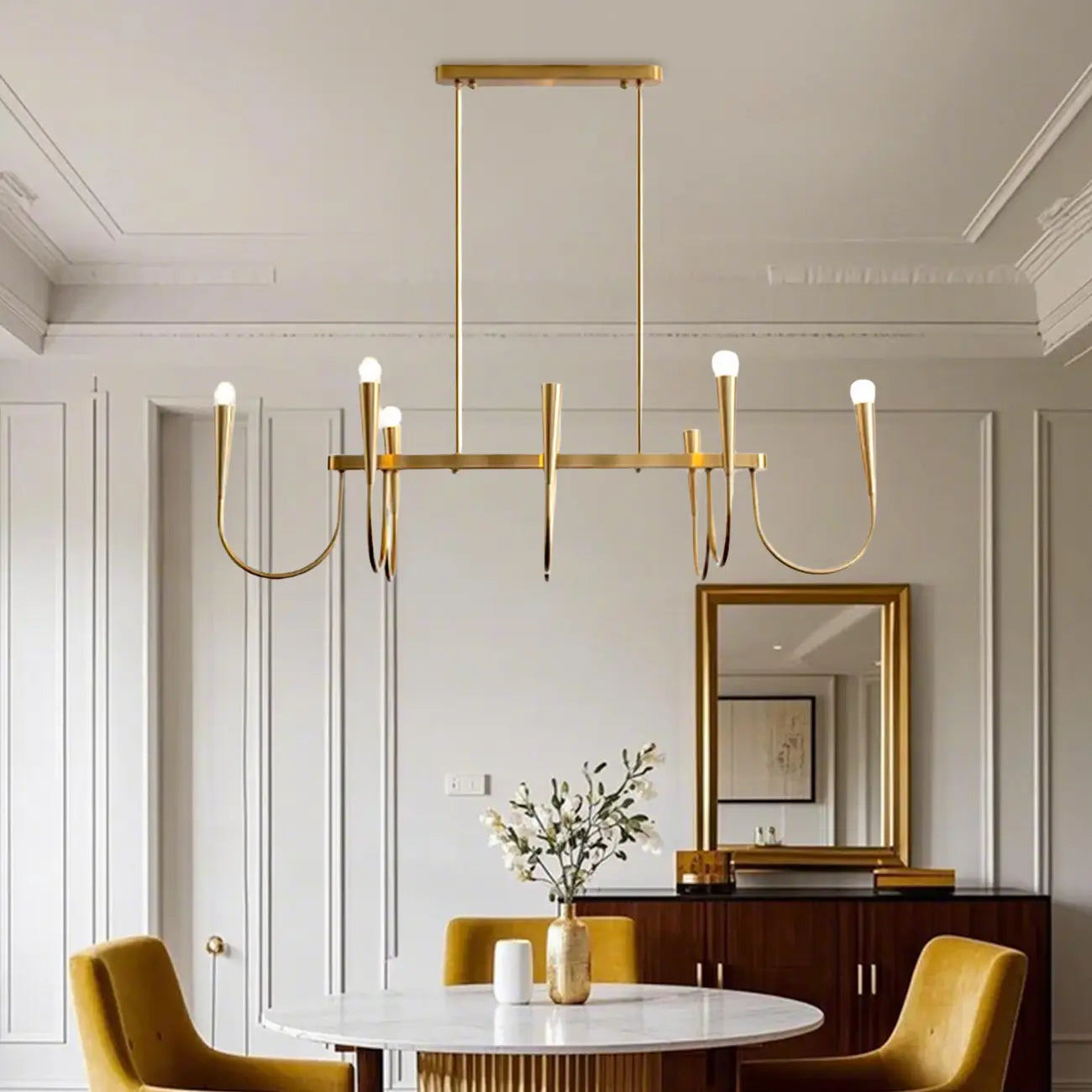 Suspension moderne dorée réglable pour îlot de cuisine