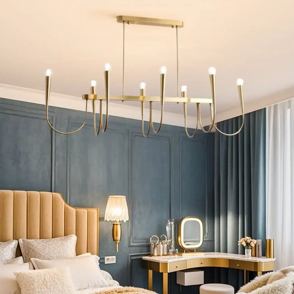 Suspension moderne dorée réglable pour îlot de cuisine