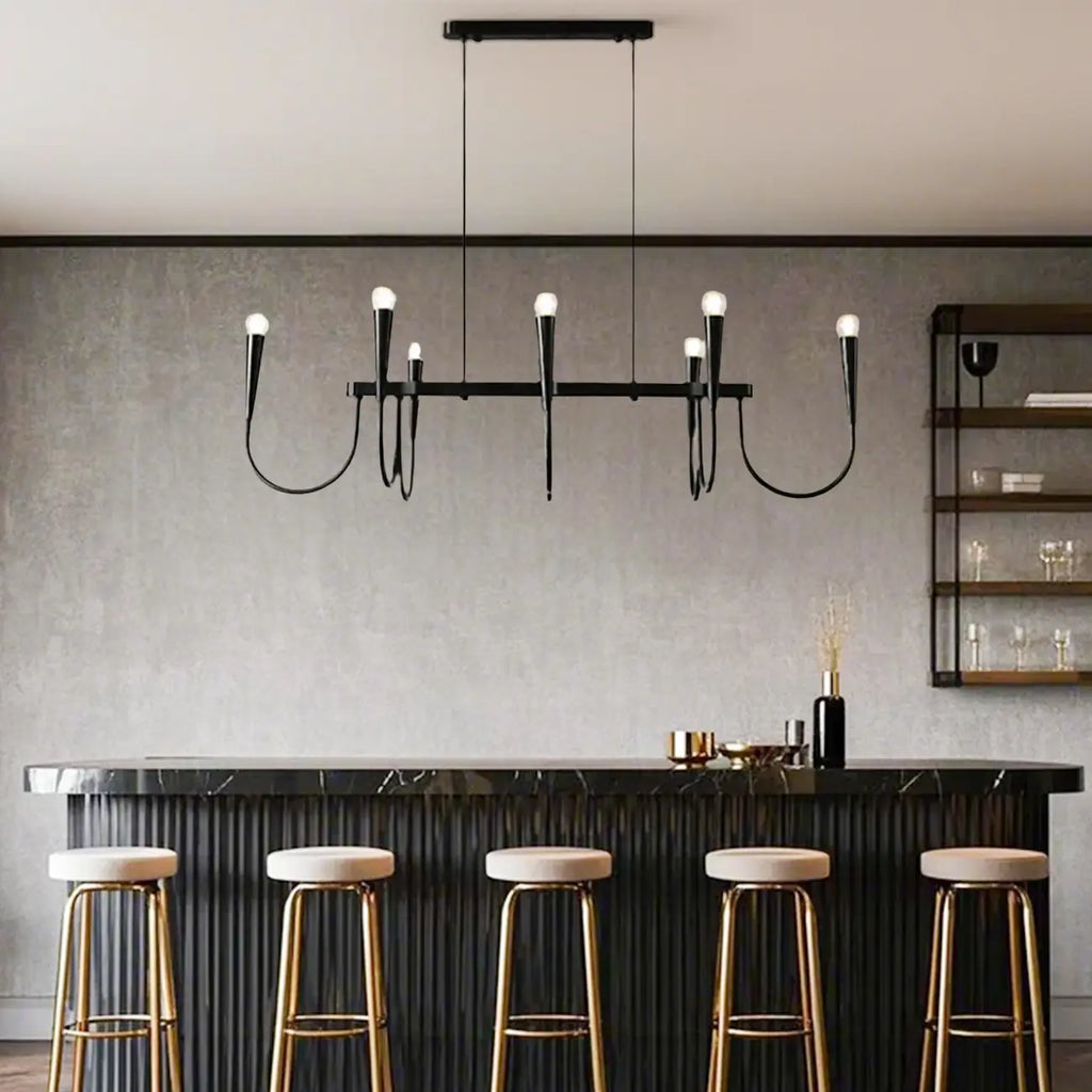 Suspension moderne dorée réglable pour îlot de cuisine
