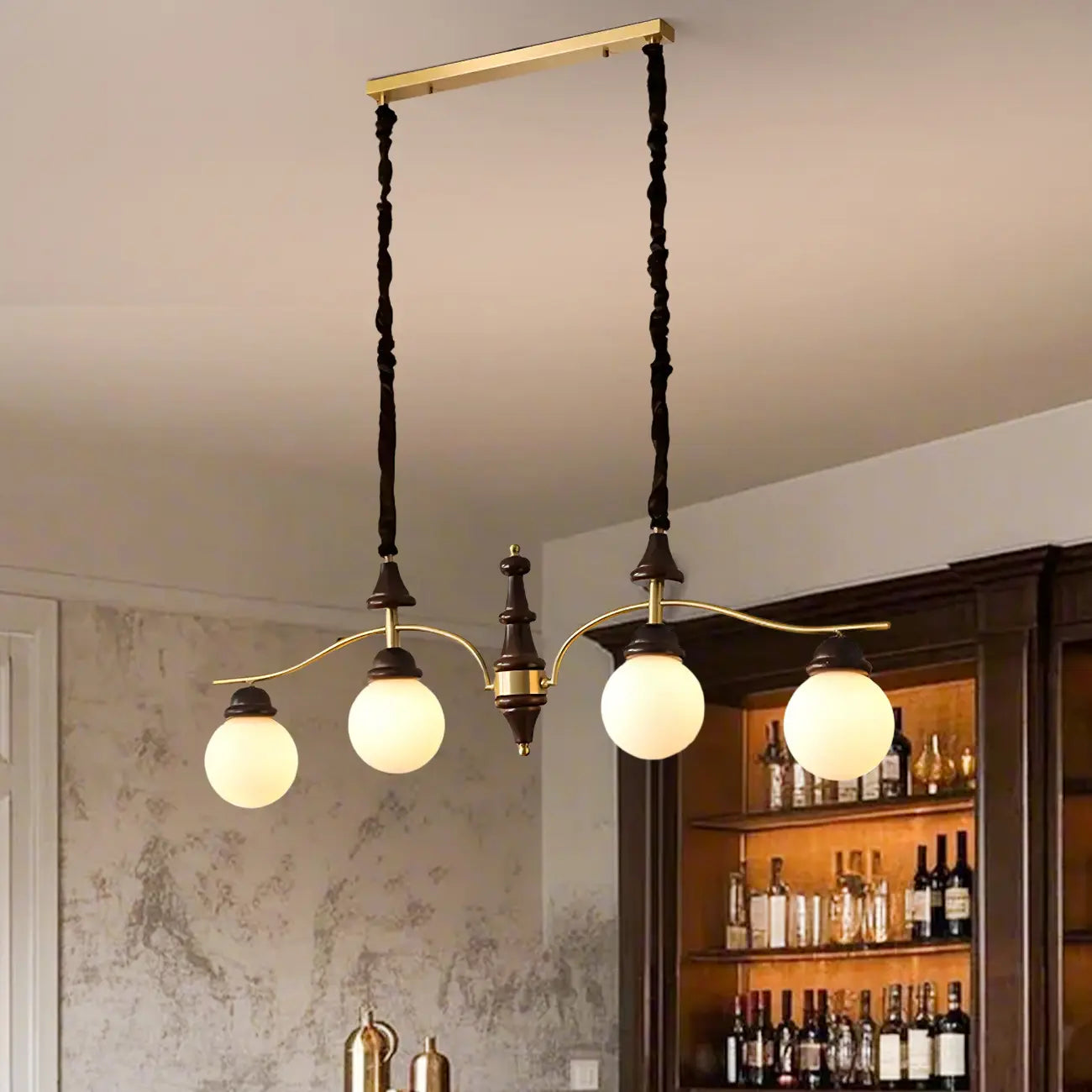 Suspension moderne en verre brun pour îlot de cuisine