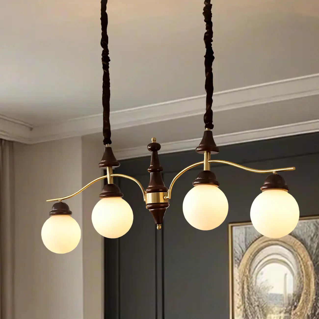 Suspension moderne en verre brun pour îlot de cuisine