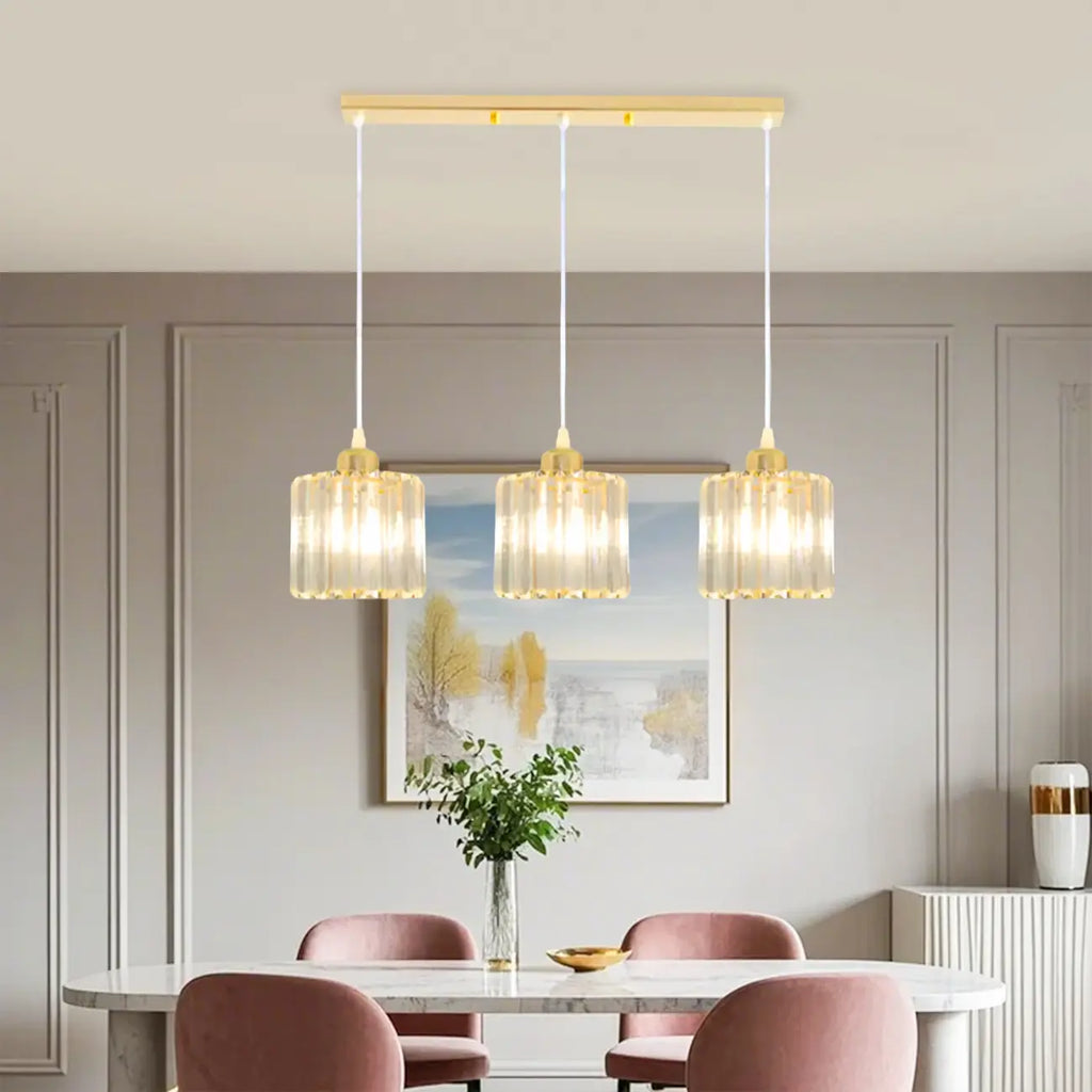 Suspension géométrique en verre doré pour cuisine