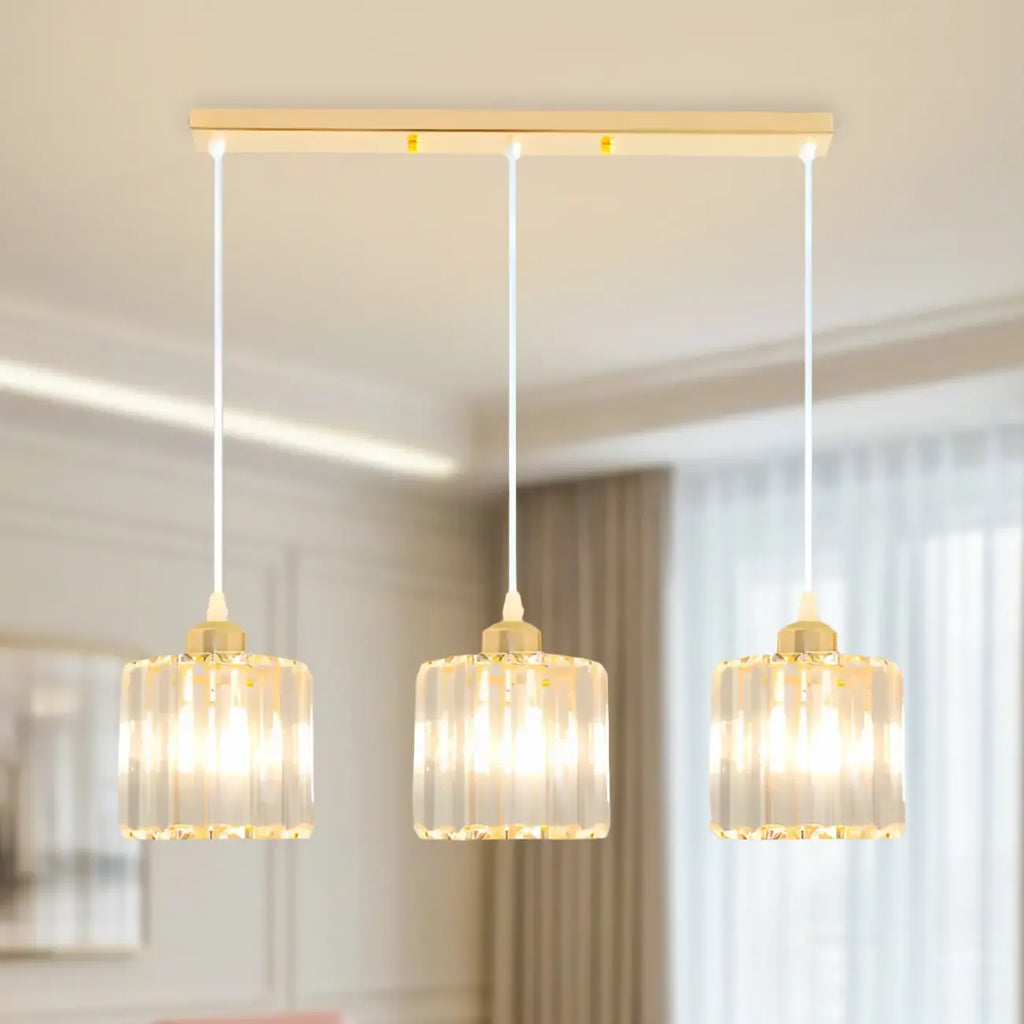 Suspension géométrique en verre doré pour cuisine