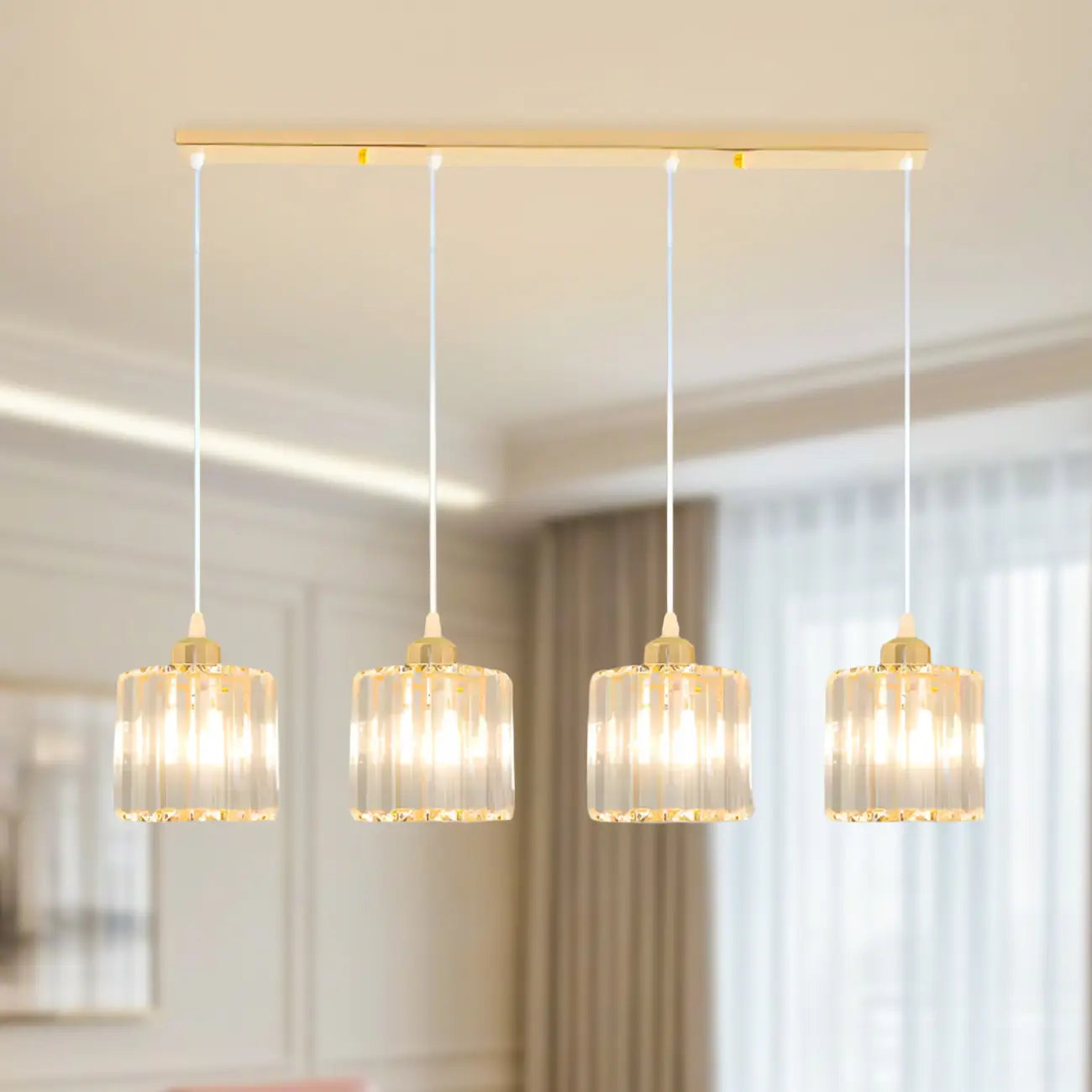 Suspension géométrique en verre doré pour cuisine