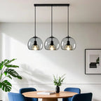 Suspension moderne à 3 lumières en sphère de verre pour îlot de cuisine