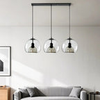 Suspension moderne à 3 lumières en sphère de verre pour îlot de cuisine