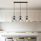 Suspension moderne à 3 lumières en sphère de verre pour îlot de cuisine