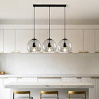 Suspension moderne à 3 lumières en sphère de verre pour îlot de cuisine