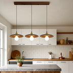 Suspension géométrique en bois de noyer pour îlot de cuisine