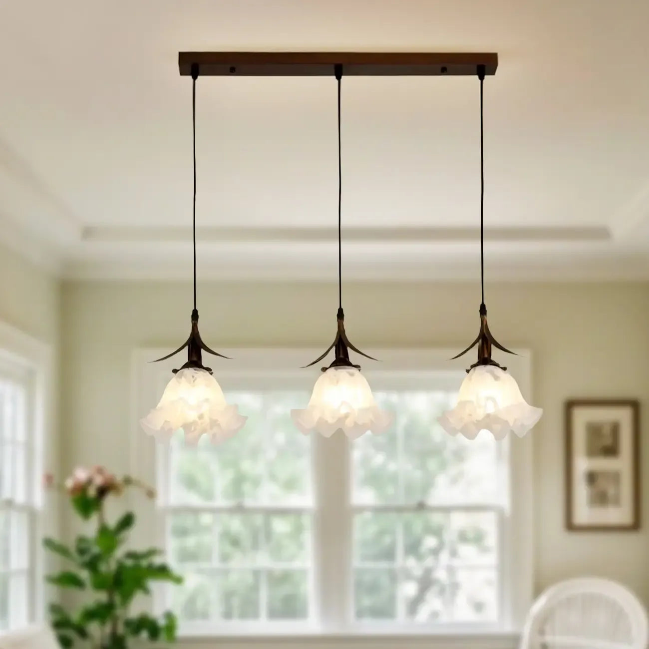 Suspension moderne en verre en forme de fleur pour la cuisine