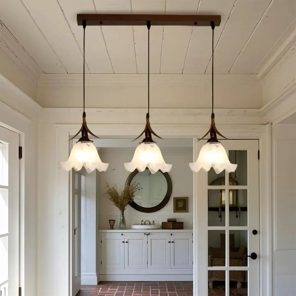 Suspension moderne en verre en forme de fleur pour la cuisine