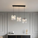 Suspension cylindrique en cristal moderne pour îlot de cuisine
