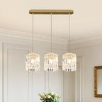 Suspension cylindrique en cristal moderne pour îlot de cuisine