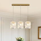 Suspension cylindrique en cristal moderne pour îlot de cuisine