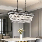 Suspension contemporaine en cristal noir mat pour îlot
