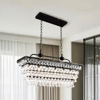 Suspension contemporaine en cristal noir mat pour îlot