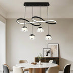 Lampadario a sospensione dimmerabile in metallo nero a 6 luci, 2 livelli, regolabile