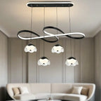 Lampadario a sospensione dimmerabile in metallo nero a 6 luci, 2 livelli, regolabile