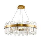 Lustre LED rond en cristal doré glamour pour salon