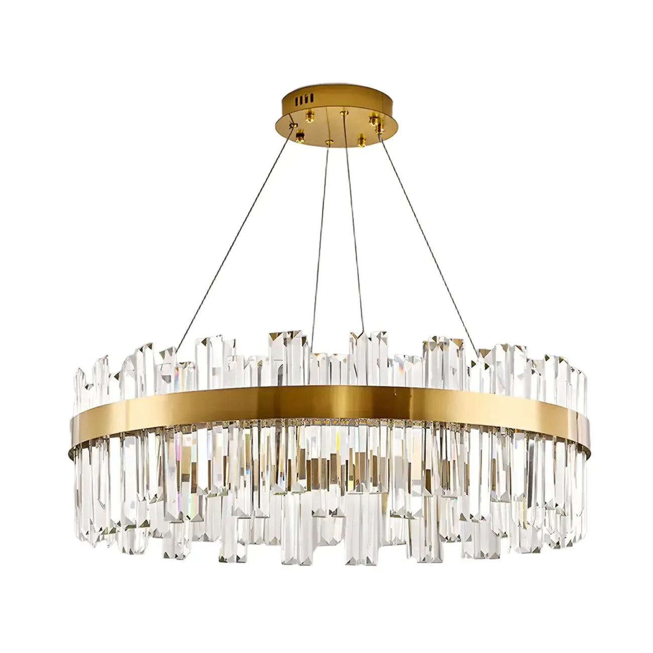 Lustre LED rond en cristal doré glamour pour salon