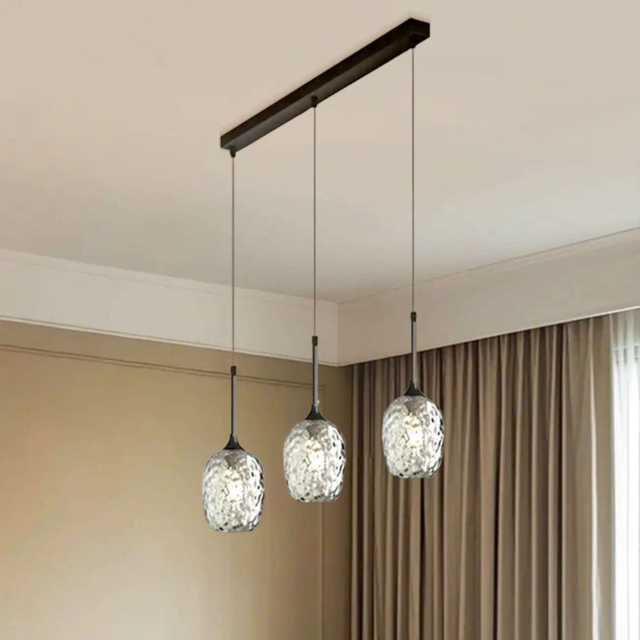 Lampade a sospensione regolabili a 3 luci in vetro per cucina