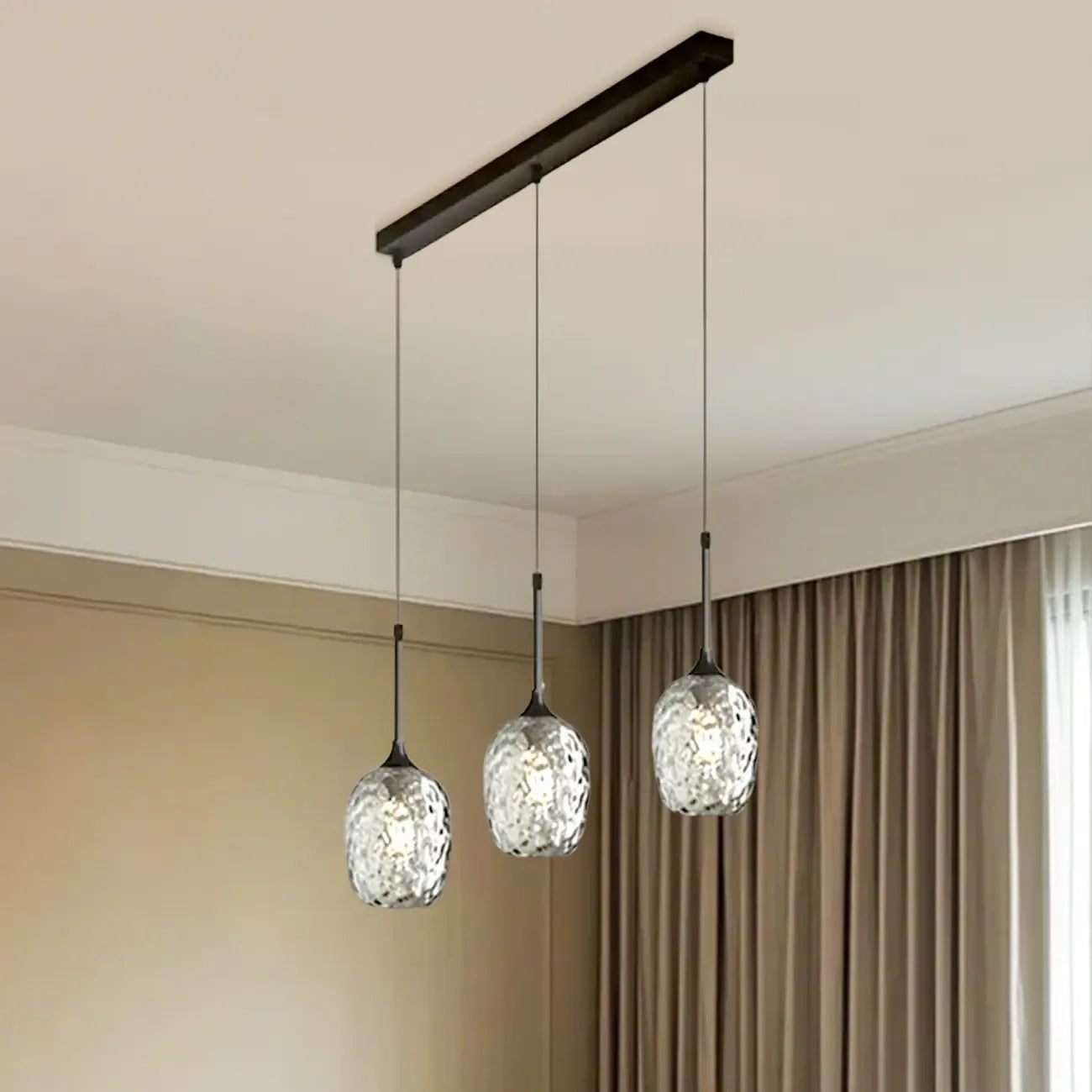 Lampade a sospensione regolabili a 3 luci in vetro per cucina