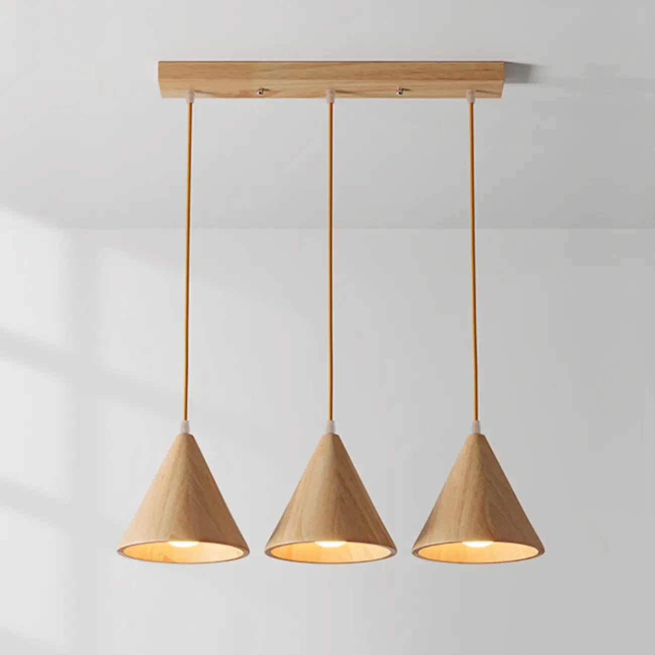 Lampade a sospensione moderne a cono in legno con LED per cucina