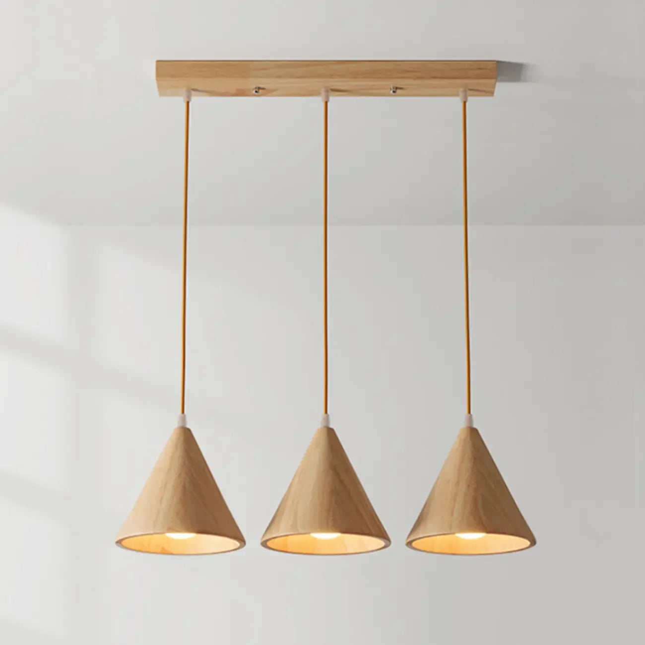 Lampade a sospensione moderne a cono in legno con LED per cucina