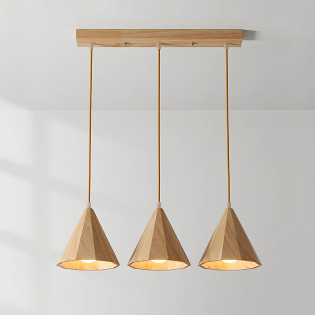 Lampade a sospensione moderne a cono in legno con LED per cucina