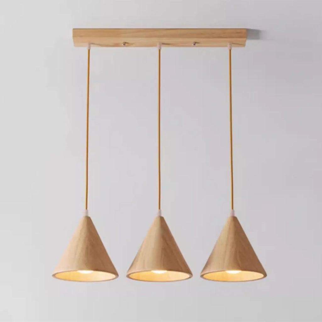 Lampade a sospensione moderne a cono in legno con LED per cucina