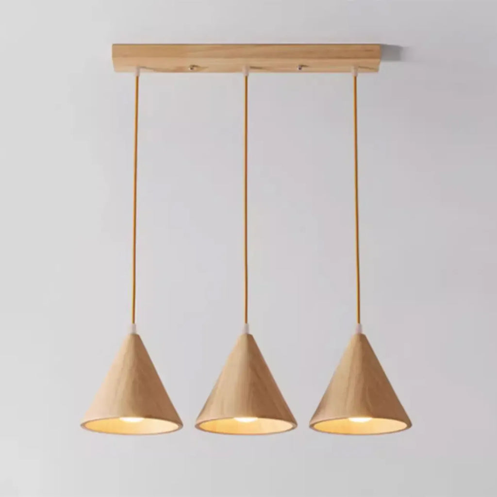 Lampade a sospensione moderne a cono in legno con LED per cucina
