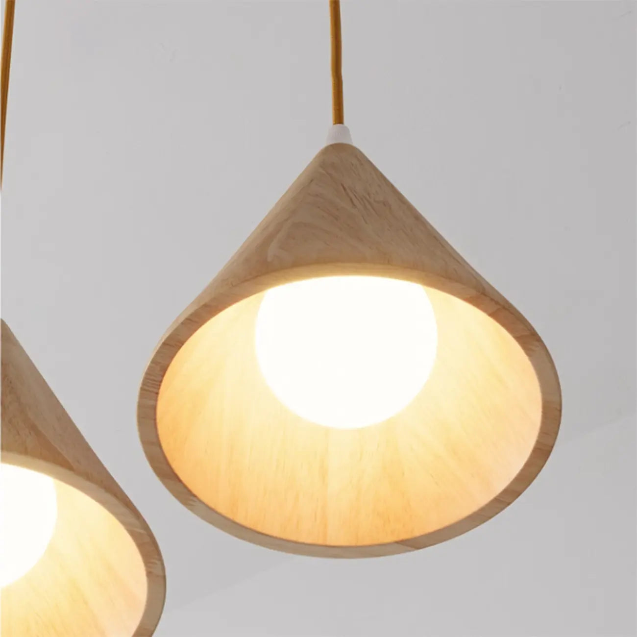 Lampade a sospensione moderne a cono in legno con LED per cucina