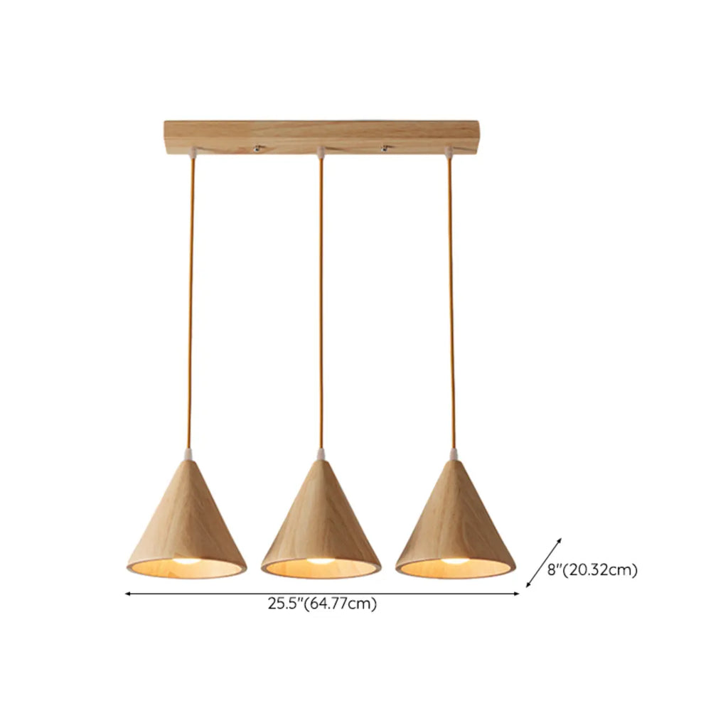 Lampade a sospensione moderne a cono in legno con LED per cucina