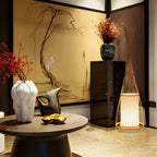 Abat-jour ovale rustique en bambou pour lampadaire de salon