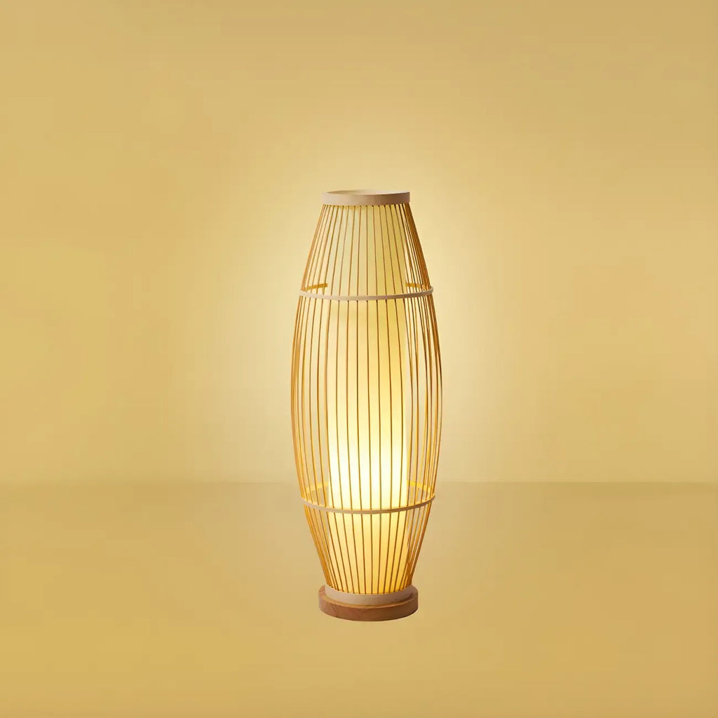 Abat-jour ovale rustique en bambou pour lampadaire de salon