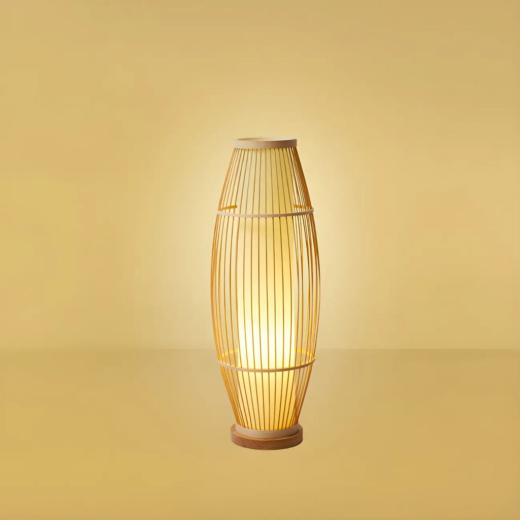 Abat-jour ovale rustique en bambou pour lampadaire de salon