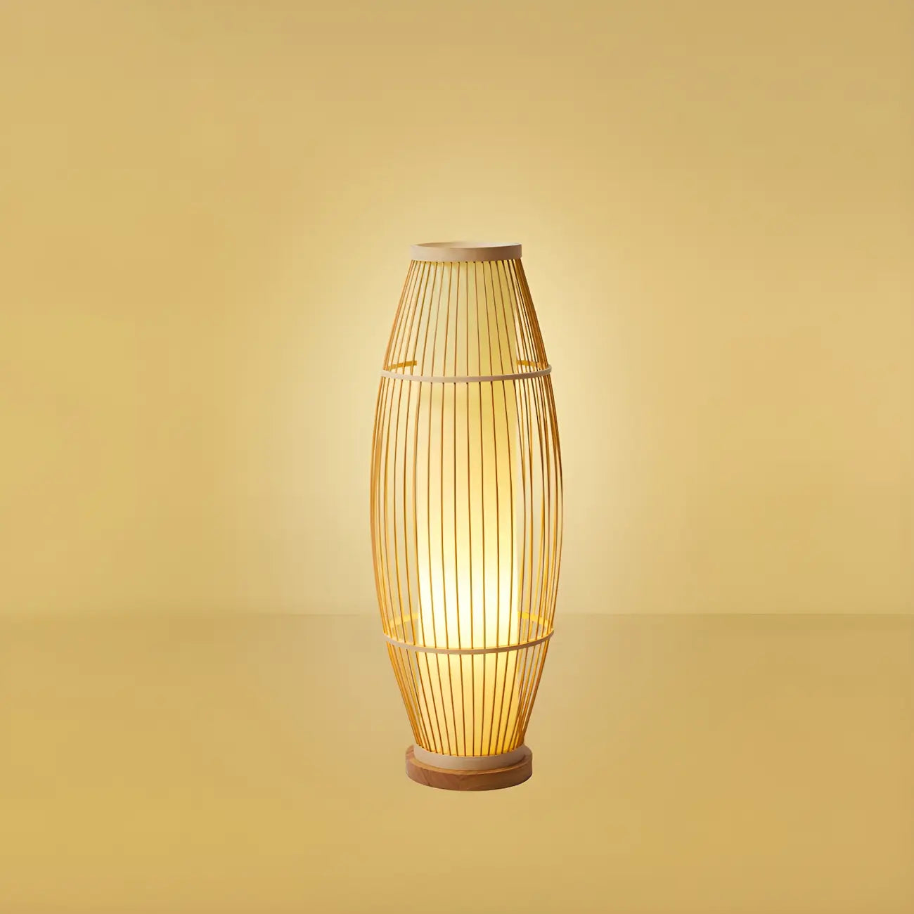 Abat-jour ovale rustique en bambou pour lampadaire de salon
