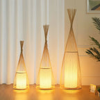 Abat-jour ovale rustique en bambou pour lampadaire de salon