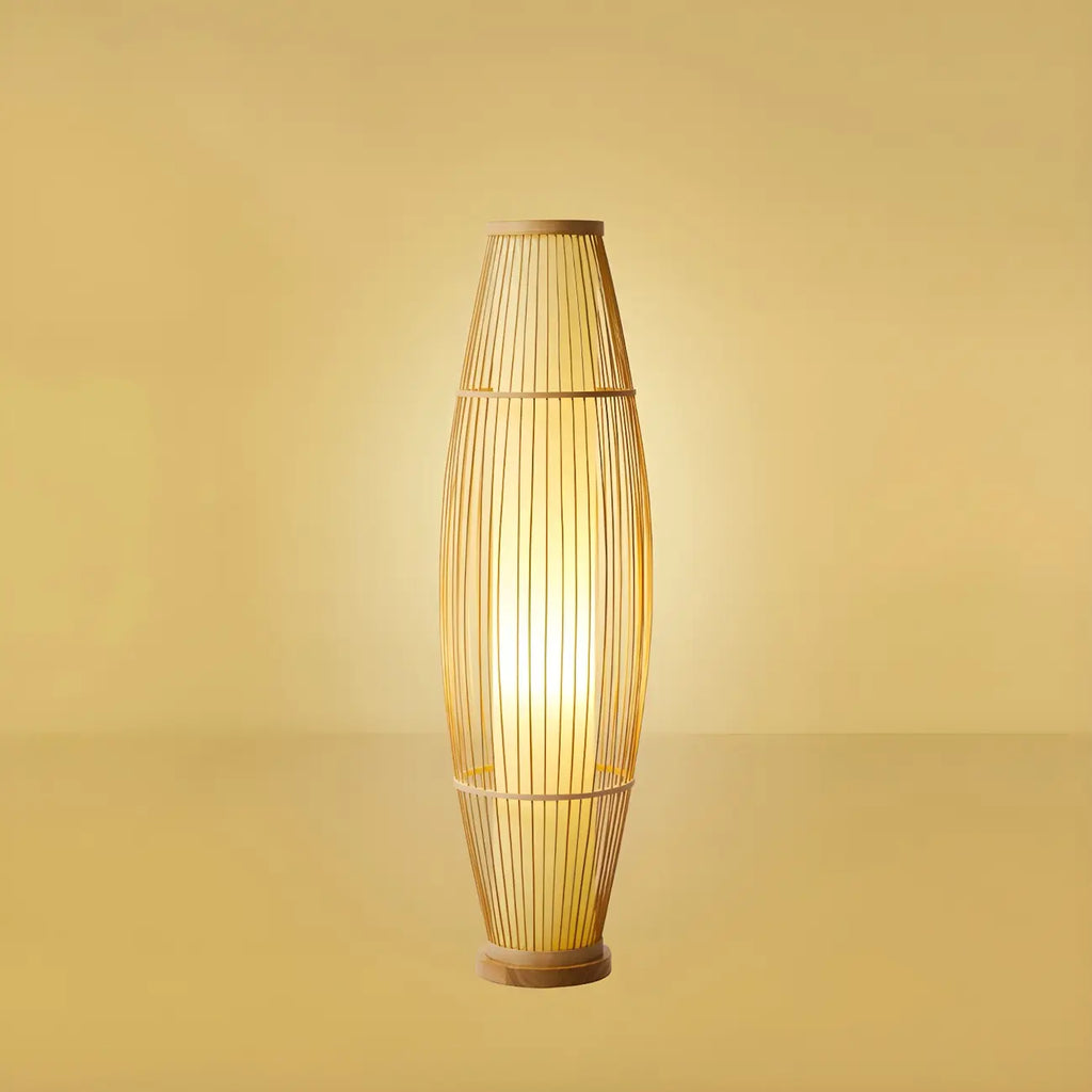 Abat-jour ovale rustique en bambou pour lampadaire de salon