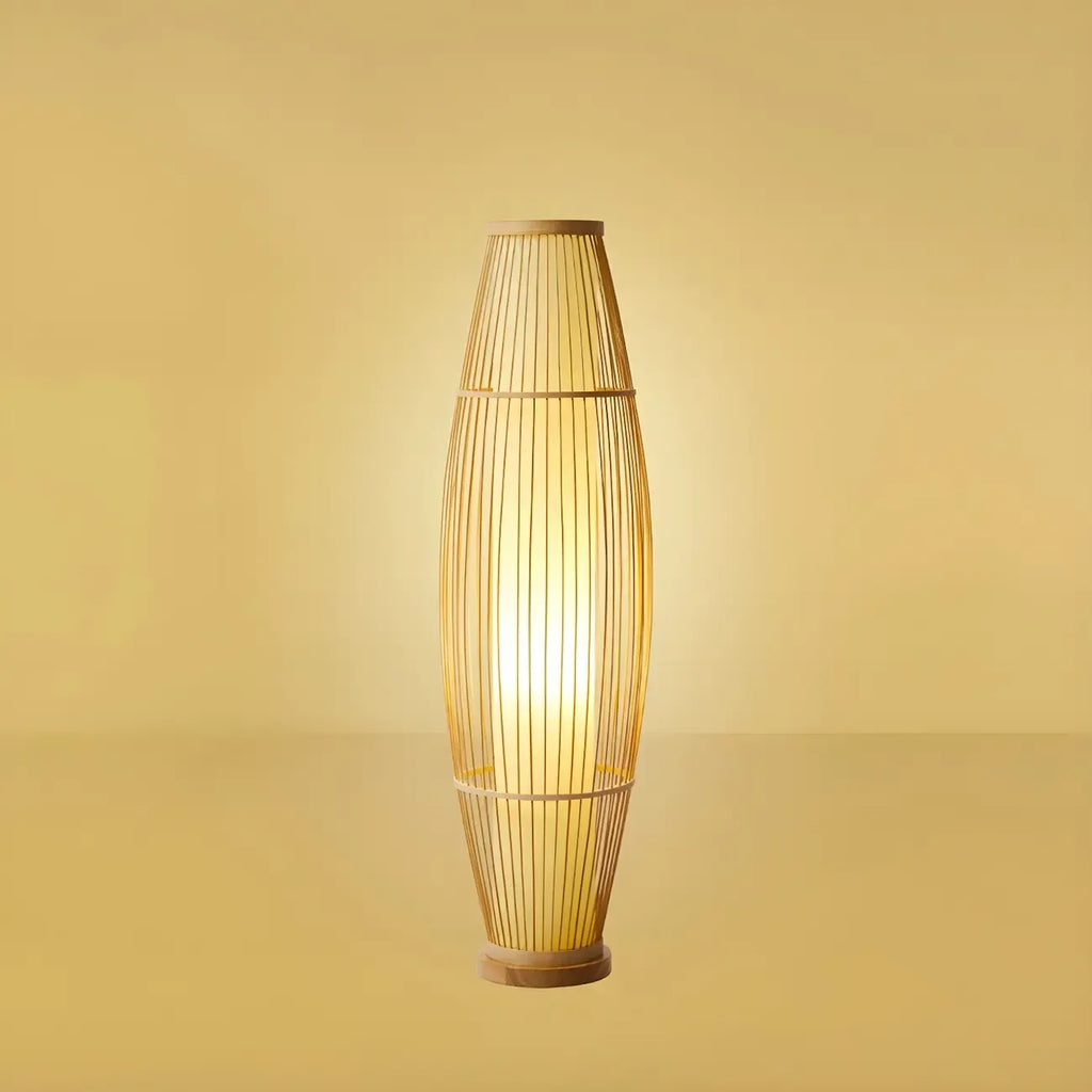 Abat-jour ovale rustique en bambou pour lampadaire de salon