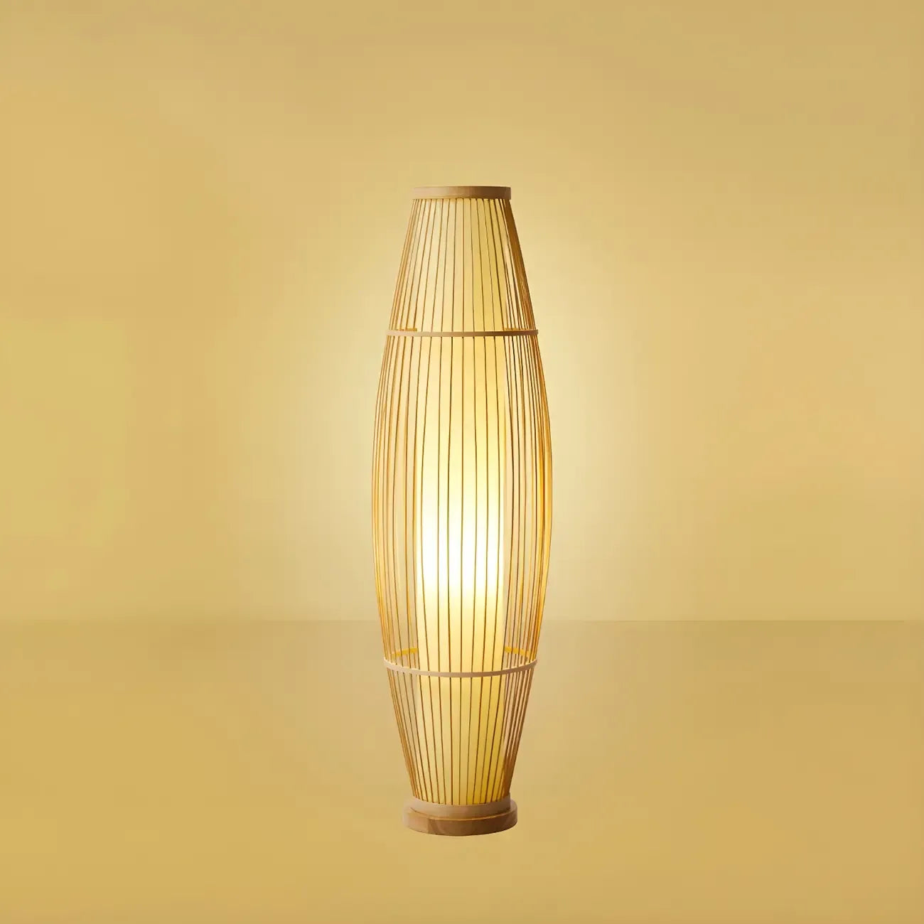 Abat-jour ovale rustique en bambou pour lampadaire de salon