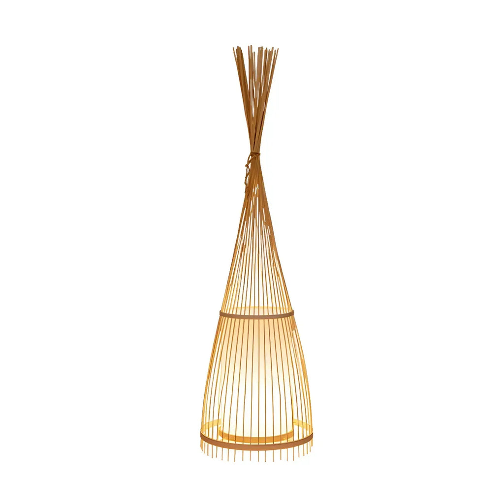 Abat-jour ovale rustique en bambou pour lampadaire de salon