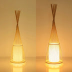Abat-jour ovale rustique en bambou pour lampadaire de salon