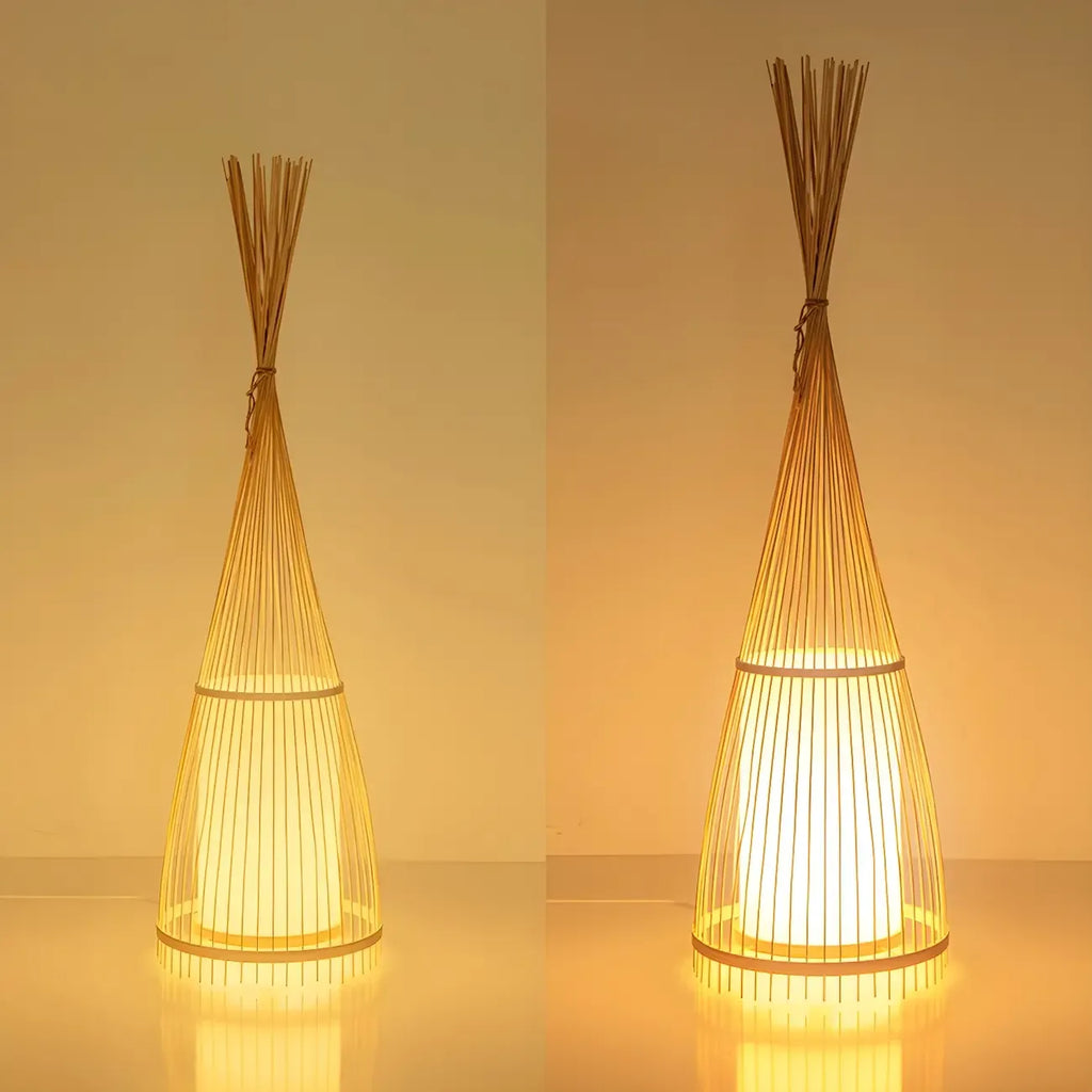 Abat-jour ovale rustique en bambou pour lampadaire de salon