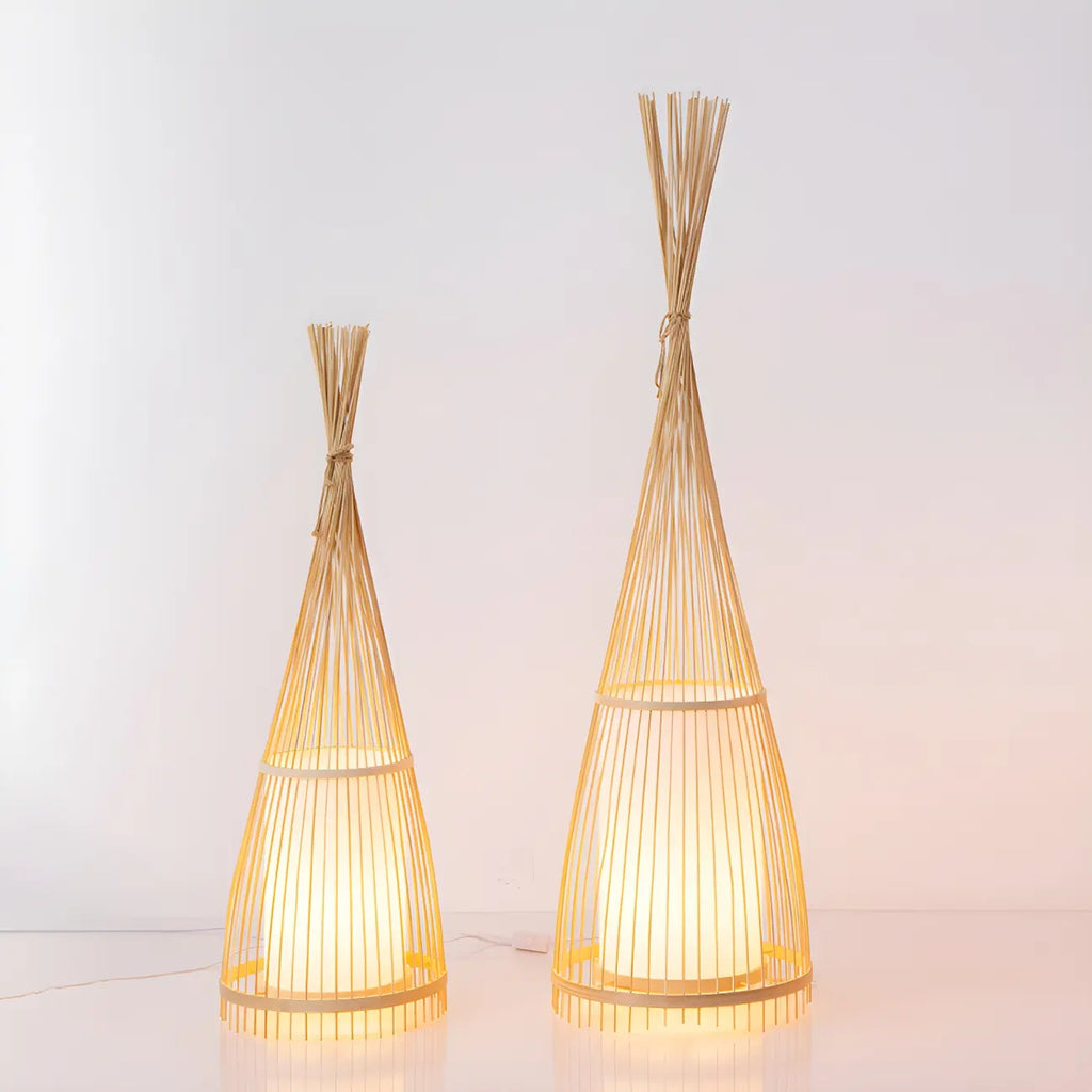 Abat-jour ovale rustique en bambou pour lampadaire de salon